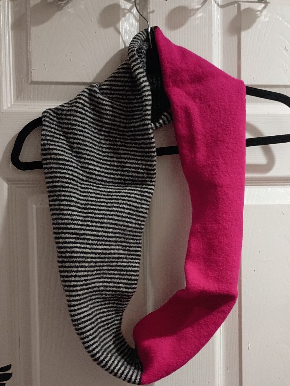 Kate Spade Two-Tone Infinity Scarf - Pink and Black/White Stripe